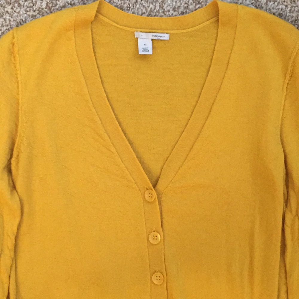 Halogen dark yellow buttoned sweater cardigan